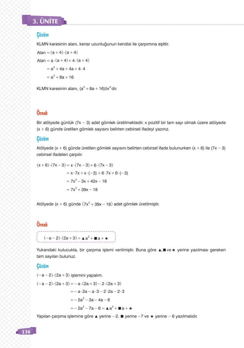 8. Sınıf Matematik Ders Kitabı Cevapları Sonuç Yayınları Sayfa 136