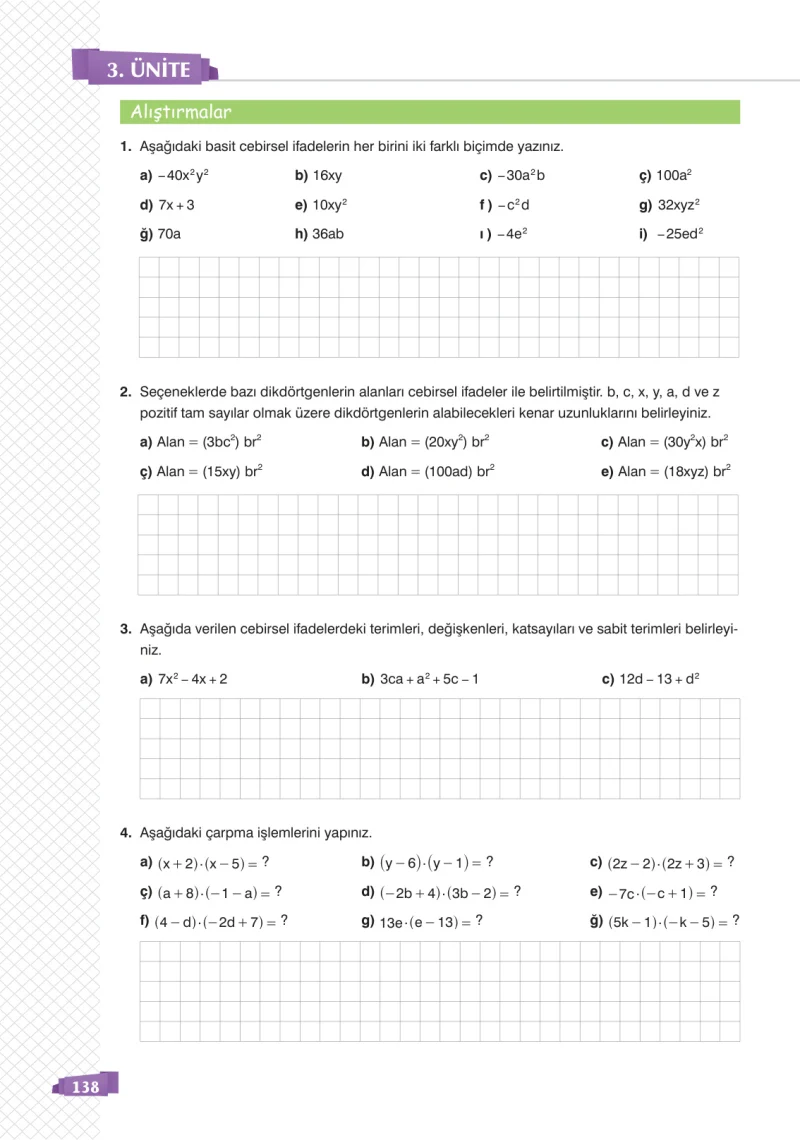 8. Sınıf Matematik Ders Kitabı Cevapları Sonuç Yayınları Sayfa 138