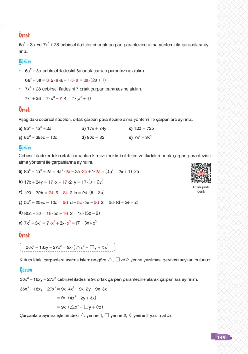 8. Sınıf Matematik Ders Kitabı Cevapları Sonuç Yayınları Sayfa 149
