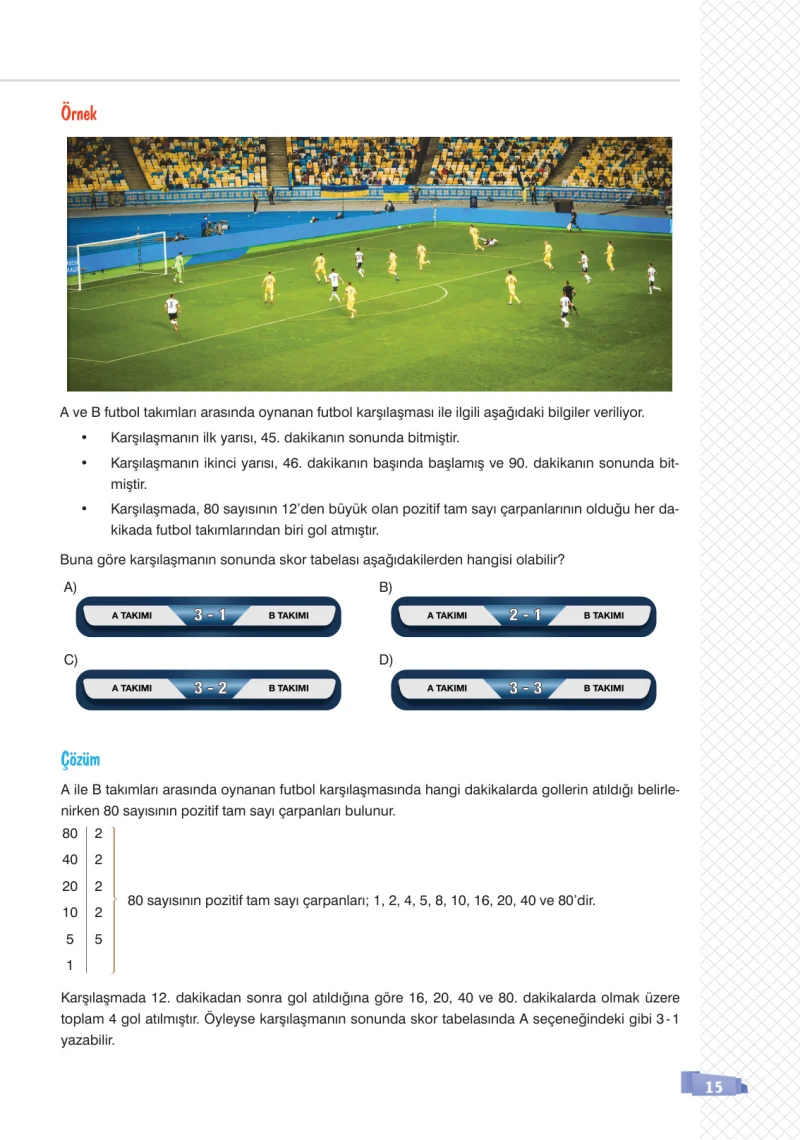 8. Sınıf Matematik Ders Kitabı Cevapları Sonuç Yayınları Sayfa 15