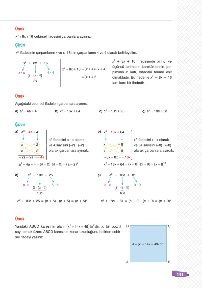 8. Sınıf Matematik Ders Kitabı Cevapları Sonuç Yayınları Sayfa 151