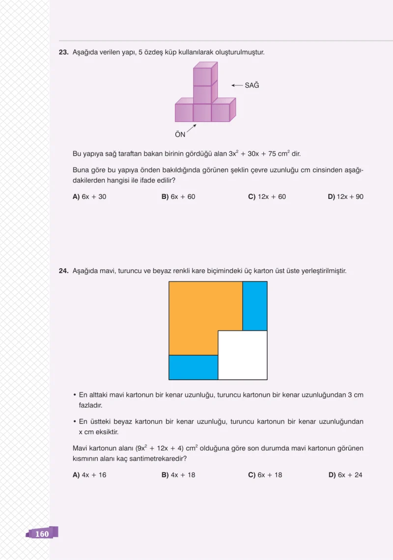 8. Sınıf Matematik Ders Kitabı Cevapları Sonuç Yayınları Sayfa 160
