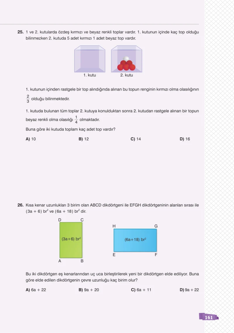 8. Sınıf Matematik Ders Kitabı Cevapları Sonuç Yayınları Sayfa 161