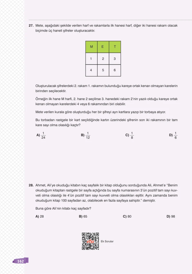 8. Sınıf Matematik Ders Kitabı Cevapları Sonuç Yayınları Sayfa 162