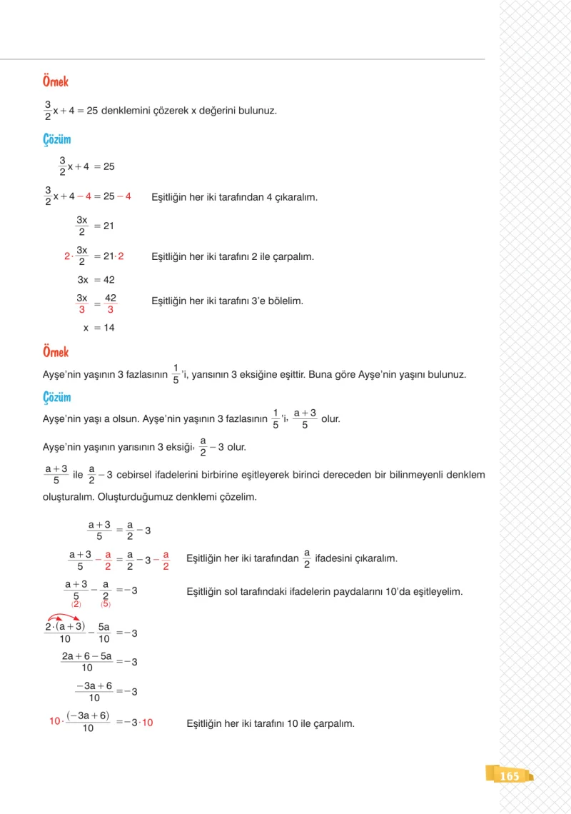 8. Sınıf Matematik Ders Kitabı Cevapları Sonuç Yayınları Sayfa 165