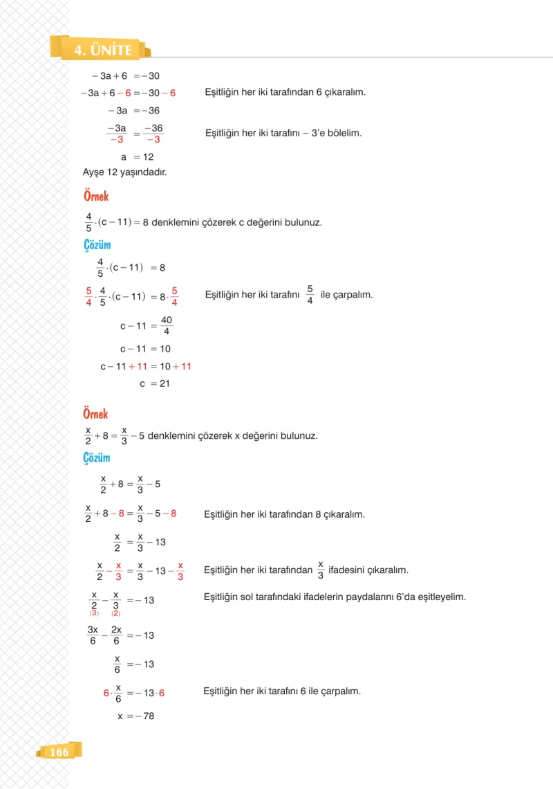 8. Sınıf Matematik Ders Kitabı Cevapları Sonuç Yayınları Sayfa 166
