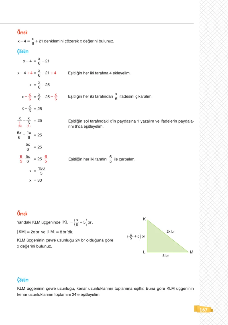 8. Sınıf Matematik Ders Kitabı Cevapları Sonuç Yayınları Sayfa 167