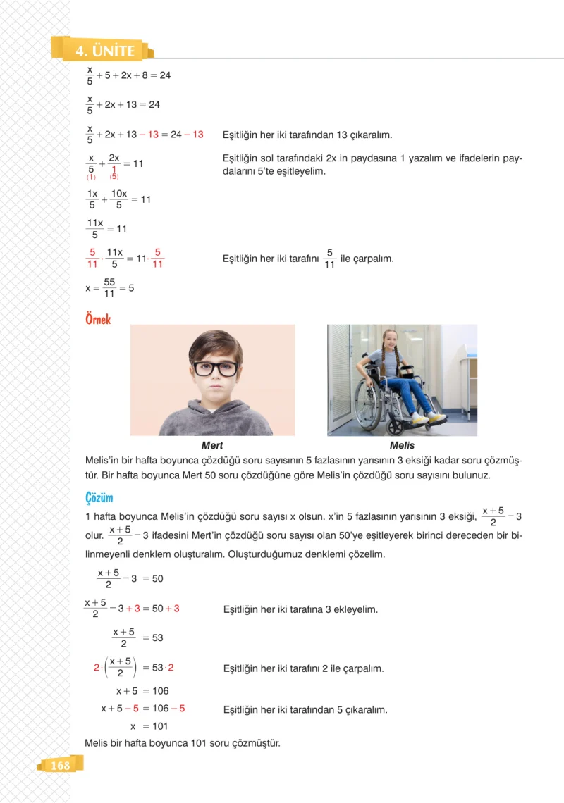 8. Sınıf Matematik Ders Kitabı Cevapları Sonuç Yayınları Sayfa 168