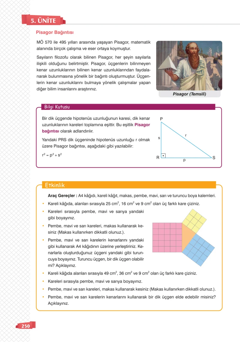 8. Sınıf Matematik Ders Kitabı Cevapları Sonuç Yayınları Sayfa 250