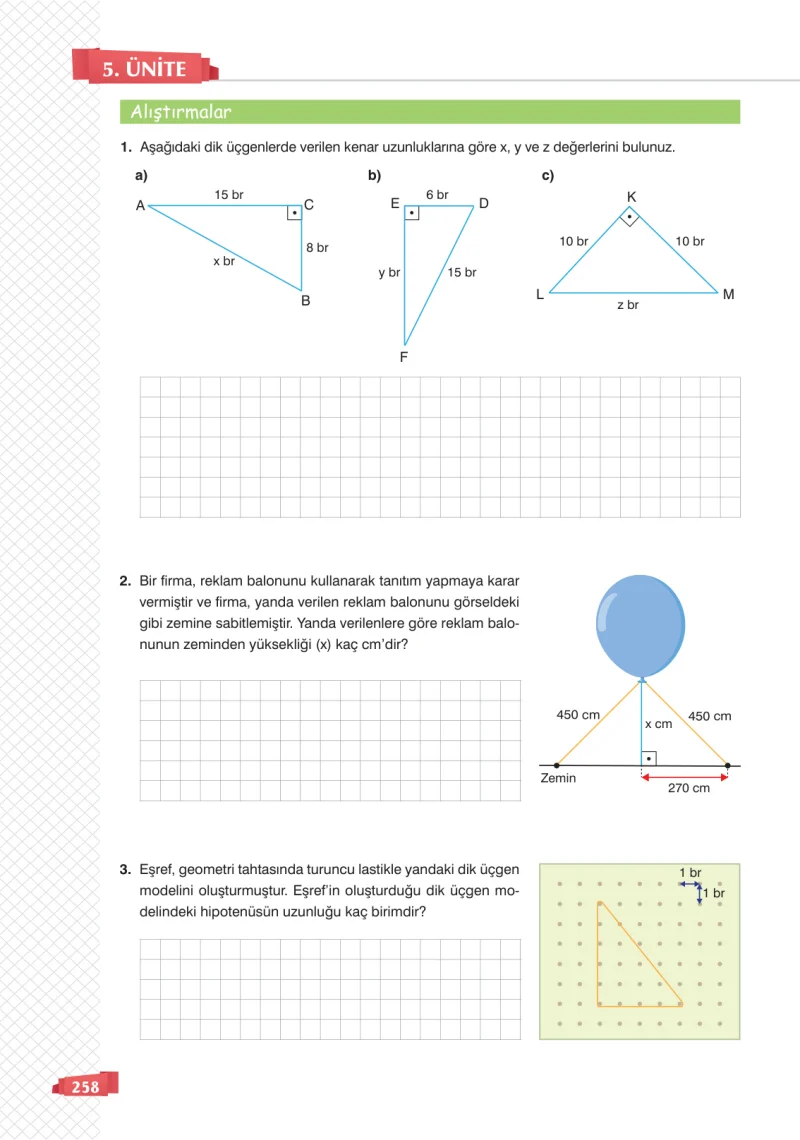 8. Sınıf Matematik Ders Kitabı Cevapları Sonuç Yayınları Sayfa 258