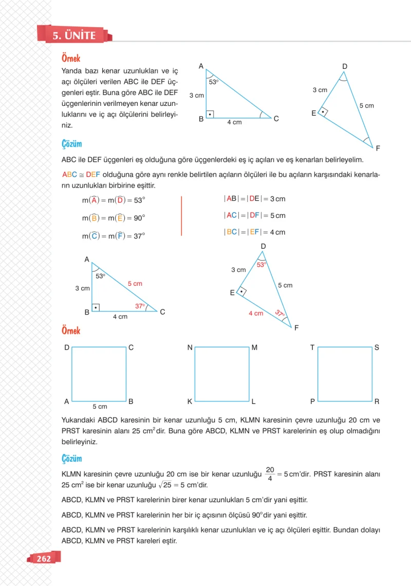 8. Sınıf Matematik Ders Kitabı Cevapları Sonuç Yayınları Sayfa 262