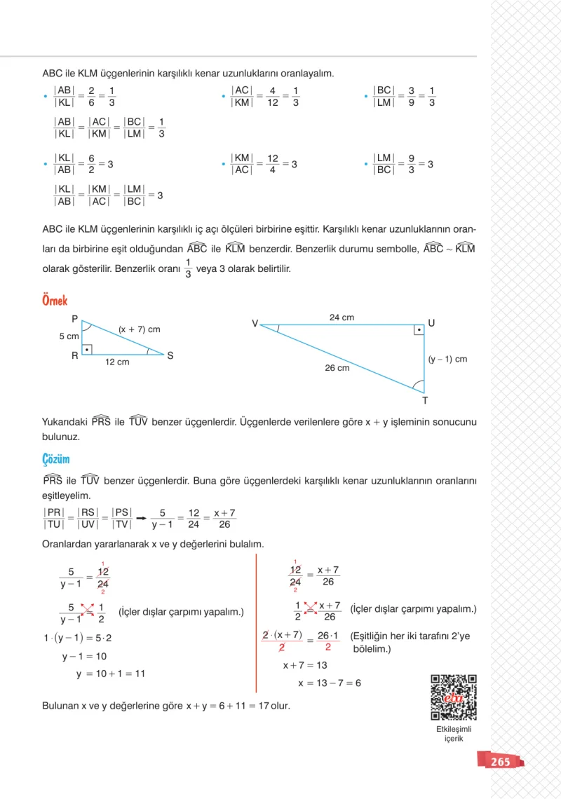 8. Sınıf Matematik Ders Kitabı Cevapları Sonuç Yayınları Sayfa 265
