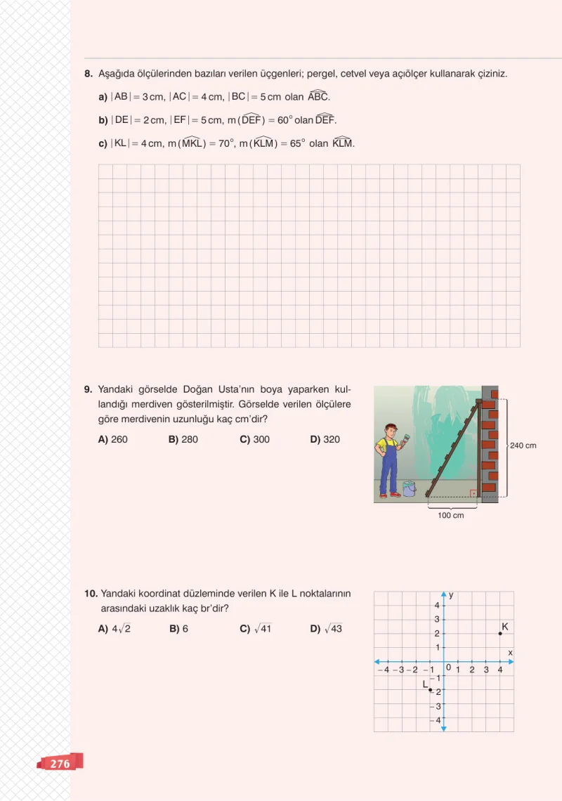 8. Sınıf Matematik Ders Kitabı Cevapları Sonuç Yayınları Sayfa 276