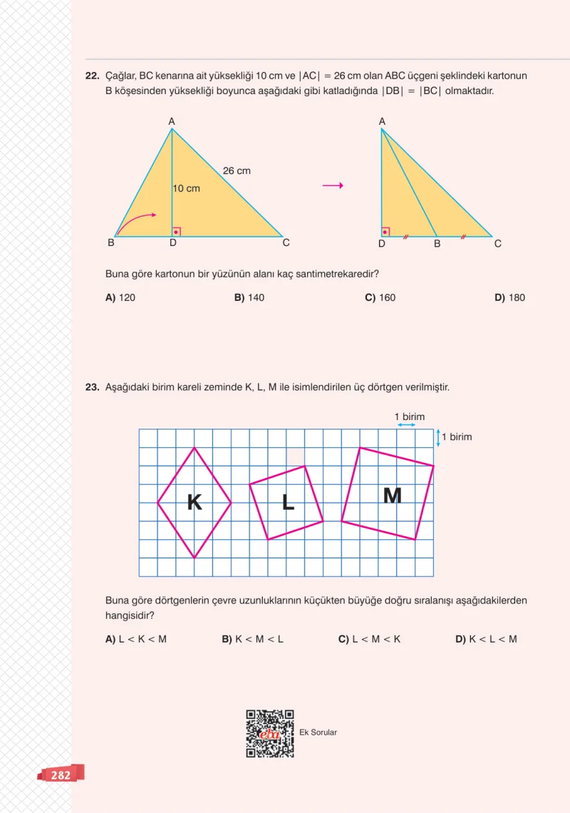8. Sınıf Matematik Ders Kitabı Cevapları Sonuç Yayınları Sayfa 282