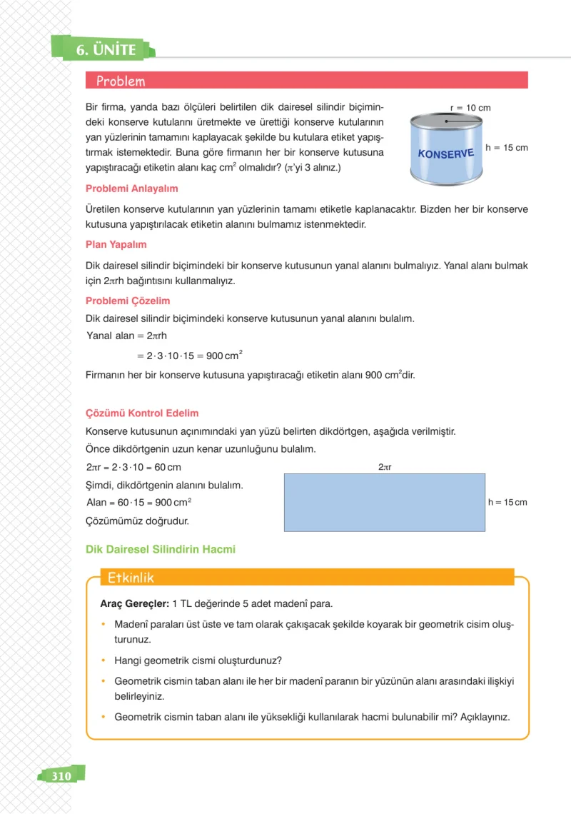 8. Sınıf Matematik Ders Kitabı Cevapları Sonuç Yayınları Sayfa 310