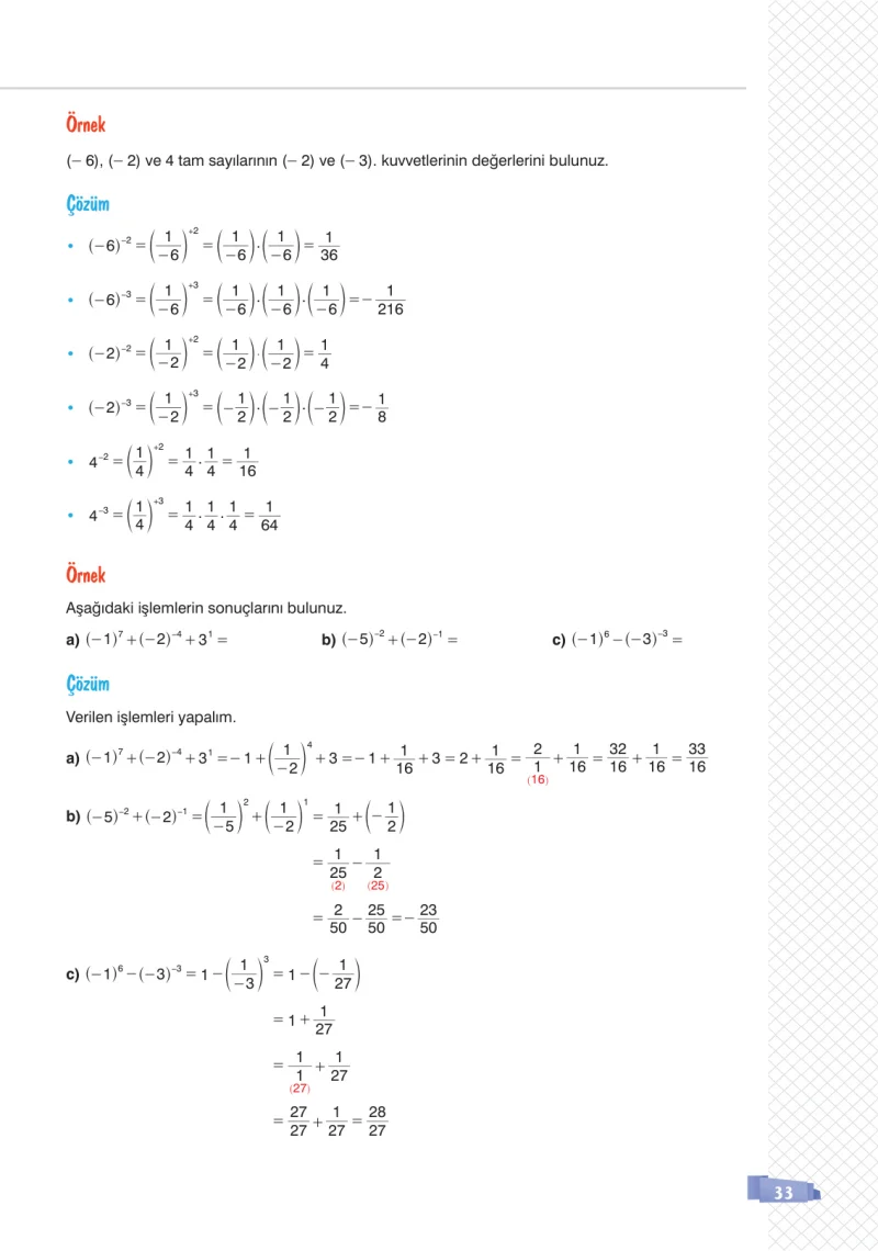8. Sınıf Matematik Ders Kitabı Cevapları Sonuç Yayınları Sayfa 33