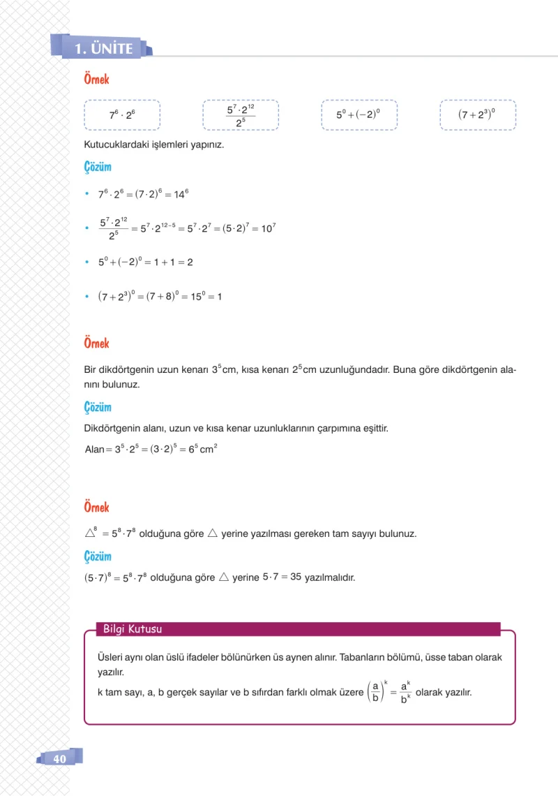 8. Sınıf Matematik Ders Kitabı Cevapları Sonuç Yayınları Sayfa 40