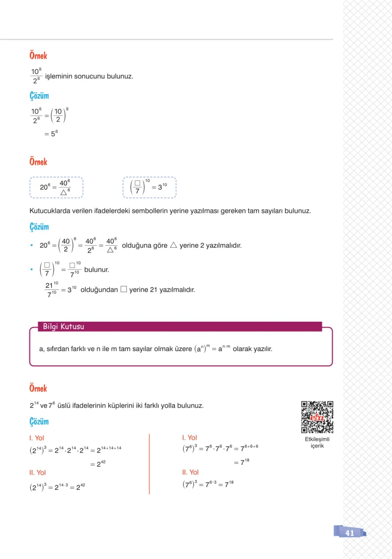 8. Sınıf Matematik Ders Kitabı Cevapları Sonuç Yayınları Sayfa 41