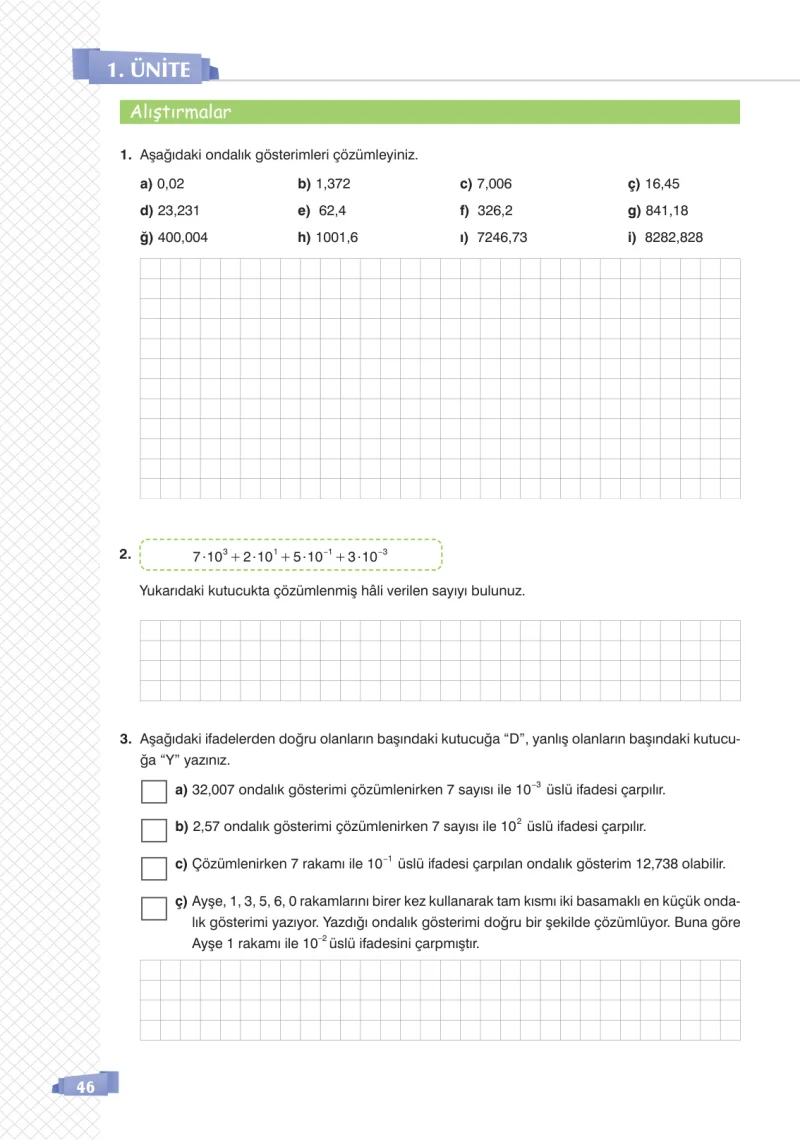8. Sınıf Matematik Ders Kitabı Cevapları Sonuç Yayınları Sayfa 46