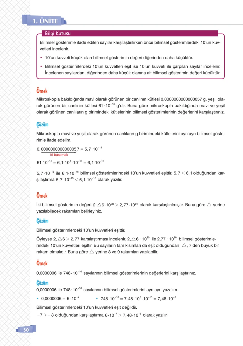 8. Sınıf Matematik Ders Kitabı Cevapları Sonuç Yayınları Sayfa 50