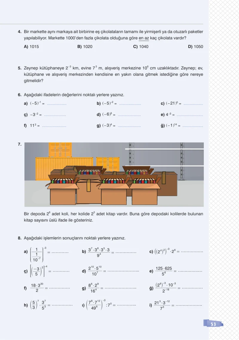 8. Sınıf Matematik Ders Kitabı Cevapları Sonuç Yayınları Sayfa 53