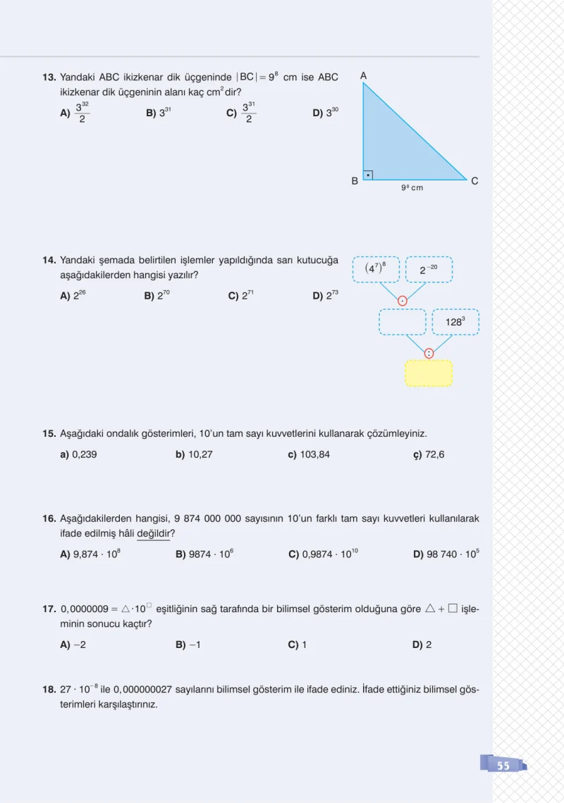 8. Sınıf Matematik Ders Kitabı Cevapları Sonuç Yayınları Sayfa 55