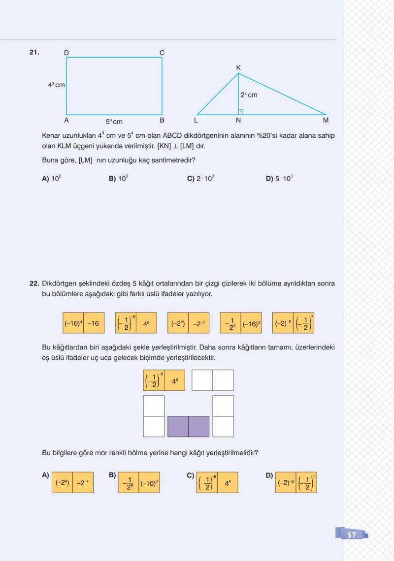 8. Sınıf Matematik Ders Kitabı Cevapları Sonuç Yayınları Sayfa 57