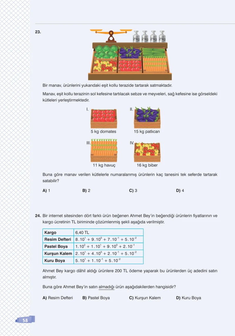 8. Sınıf Matematik Ders Kitabı Cevapları Sonuç Yayınları Sayfa 58