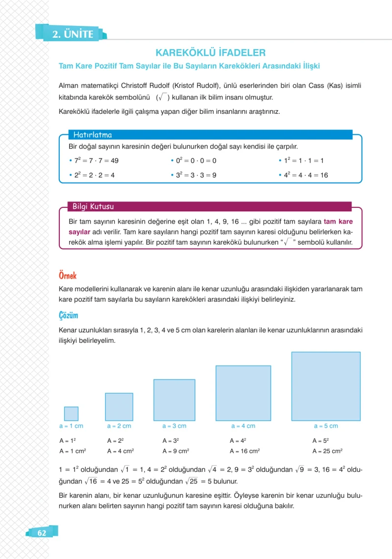 8. Sınıf Matematik Ders Kitabı Cevapları Sonuç Yayınları Sayfa 62