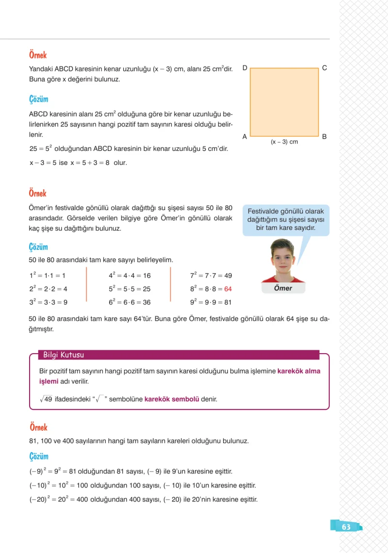 8. Sınıf Matematik Ders Kitabı Cevapları Sonuç Yayınları Sayfa 63