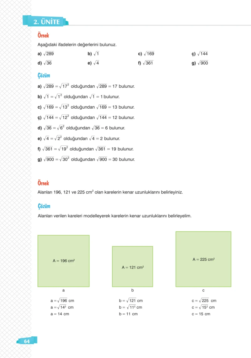 8. Sınıf Matematik Ders Kitabı Cevapları Sonuç Yayınları Sayfa 64