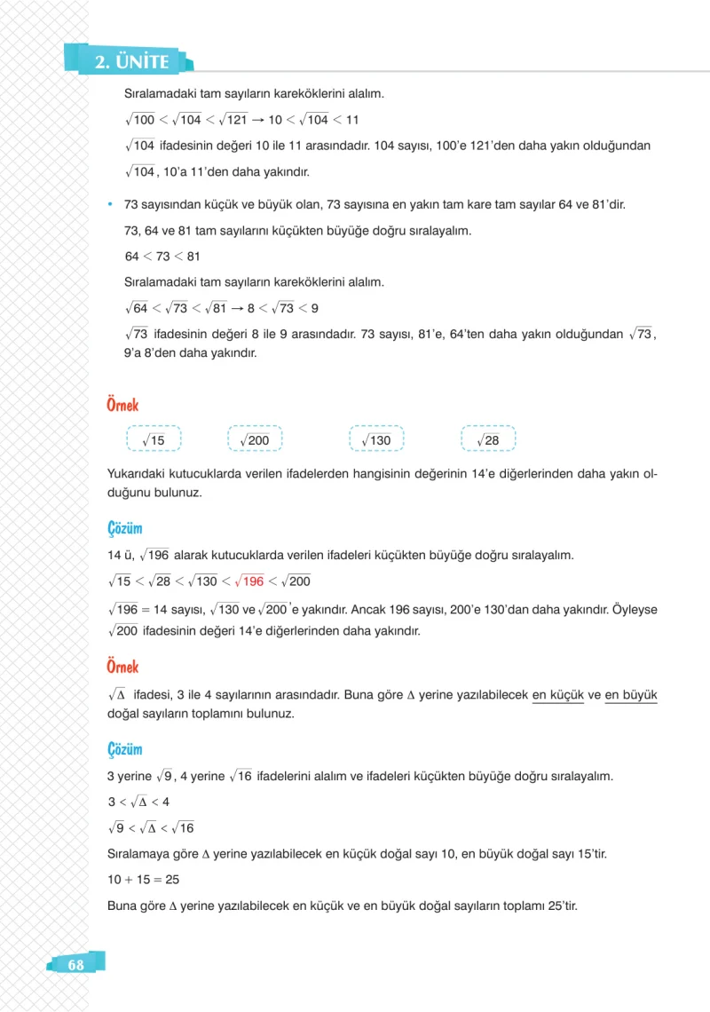 8. Sınıf Matematik Ders Kitabı Cevapları Sonuç Yayınları Sayfa 68