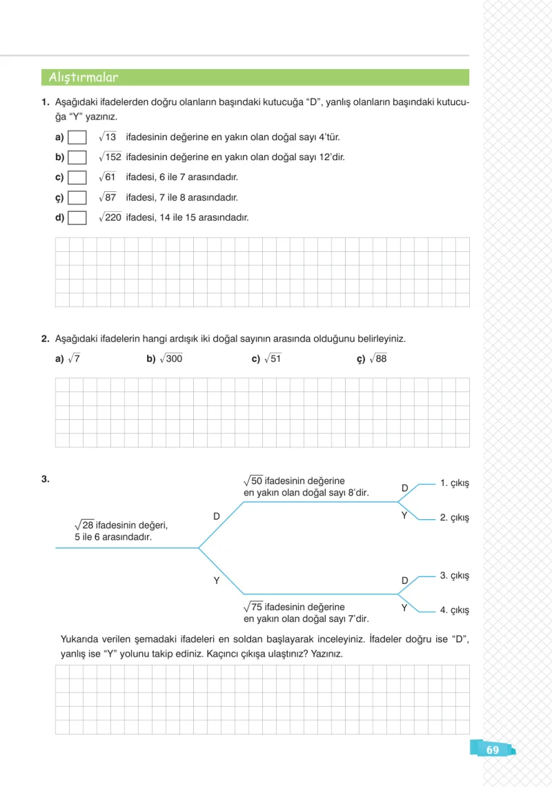 8. Sınıf Matematik Ders Kitabı Cevapları Sonuç Yayınları Sayfa 69