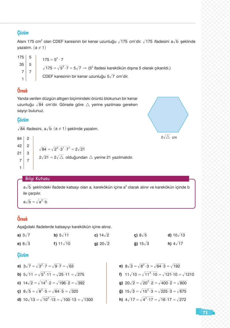8. Sınıf Matematik Ders Kitabı Cevapları Sonuç Yayınları Sayfa 71