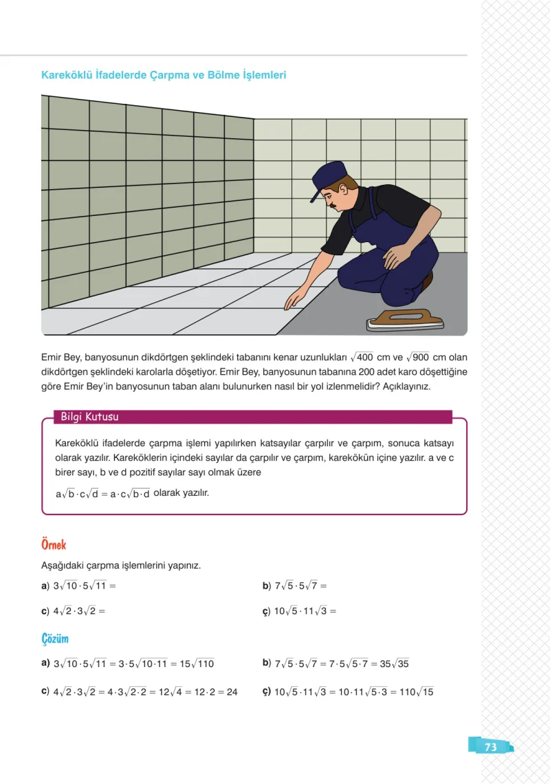 8. Sınıf Matematik Ders Kitabı Cevapları Sonuç Yayınları Sayfa 73