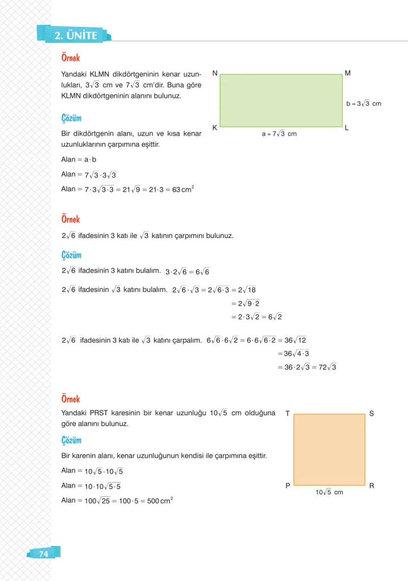 8. Sınıf Matematik Ders Kitabı Cevapları Sonuç Yayınları Sayfa 74