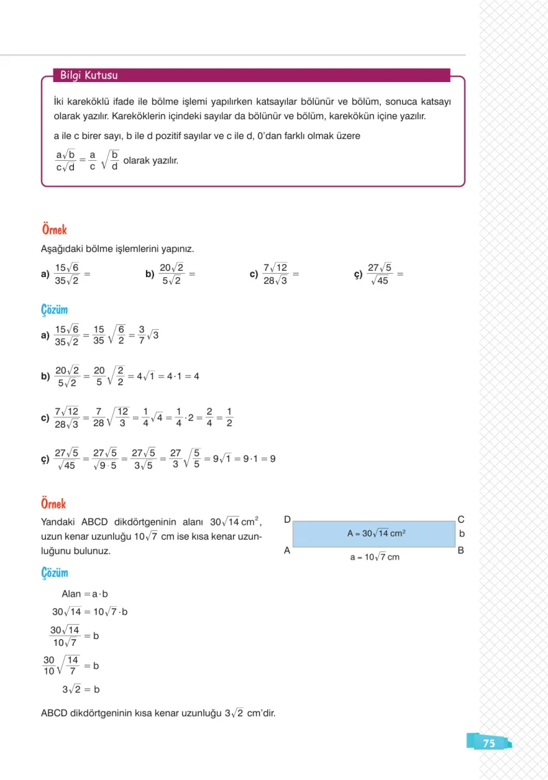 8. Sınıf Matematik Ders Kitabı Cevapları Sonuç Yayınları Sayfa 75