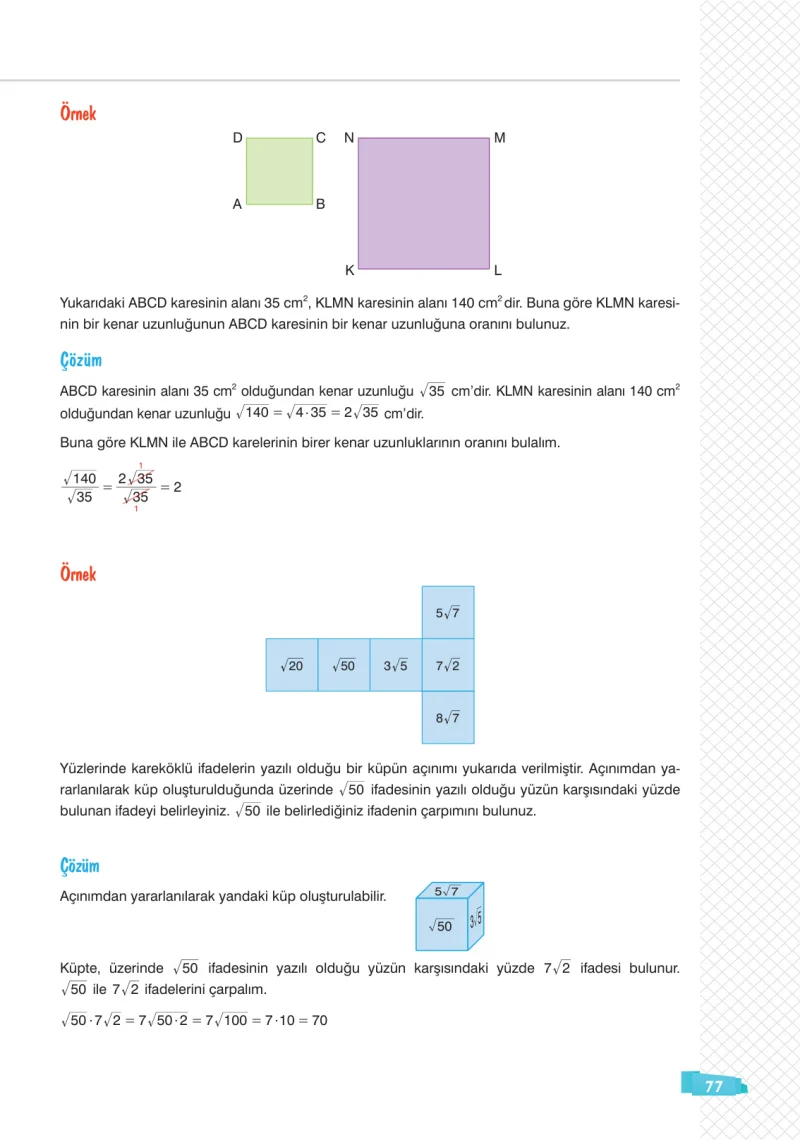8. Sınıf Matematik Ders Kitabı Cevapları Sonuç Yayınları Sayfa 77