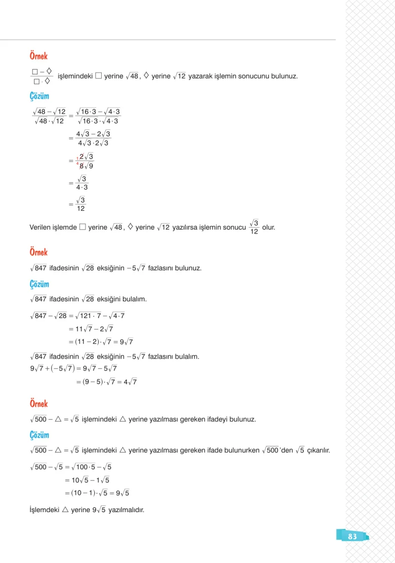 8. Sınıf Matematik Ders Kitabı Cevapları Sonuç Yayınları Sayfa 83