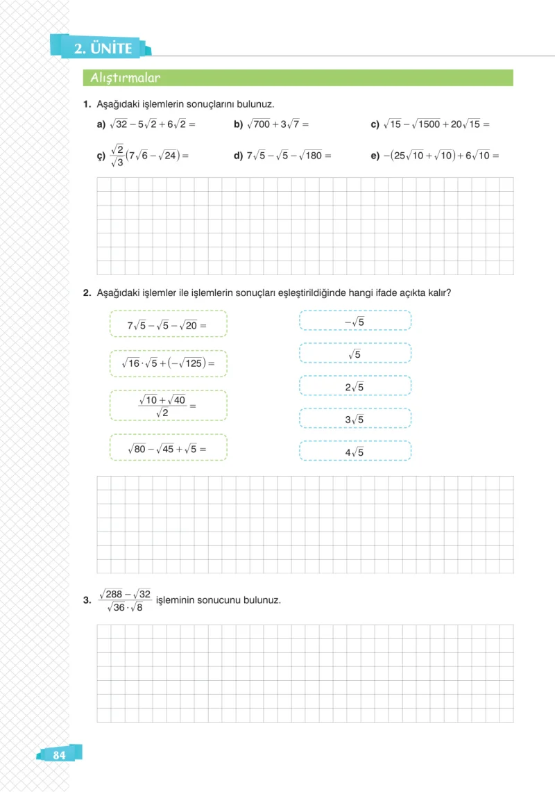 8. Sınıf Matematik Ders Kitabı Cevapları Sonuç Yayınları Sayfa 84