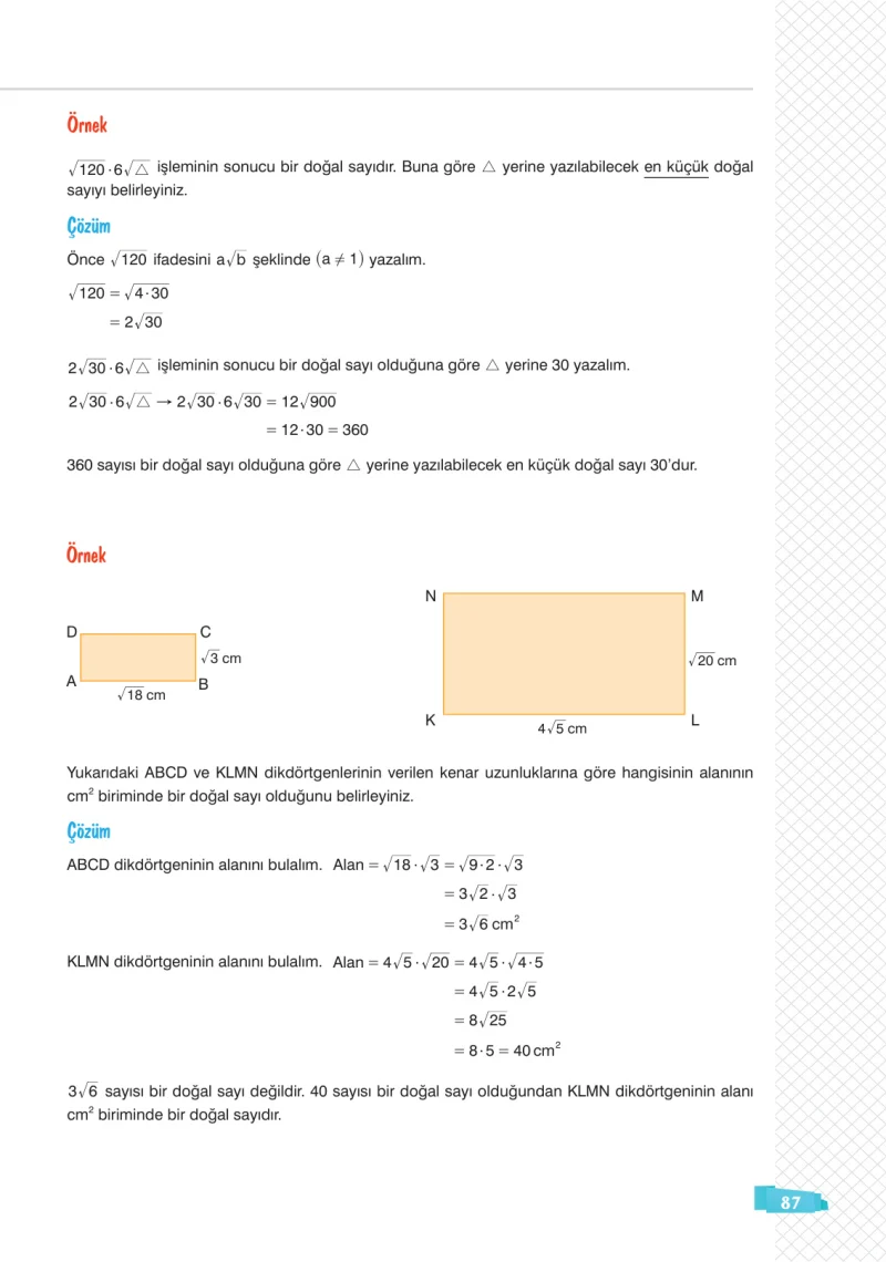 8. Sınıf Matematik Ders Kitabı Cevapları Sonuç Yayınları Sayfa 87