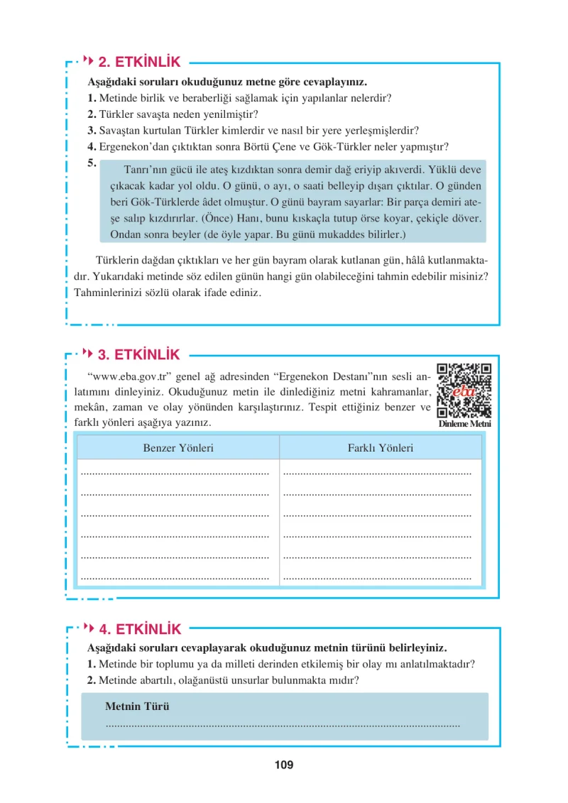 8. Sınıf Türkçe Ders Kitabı Cevapları Hecce Yayınları Sayfa 109