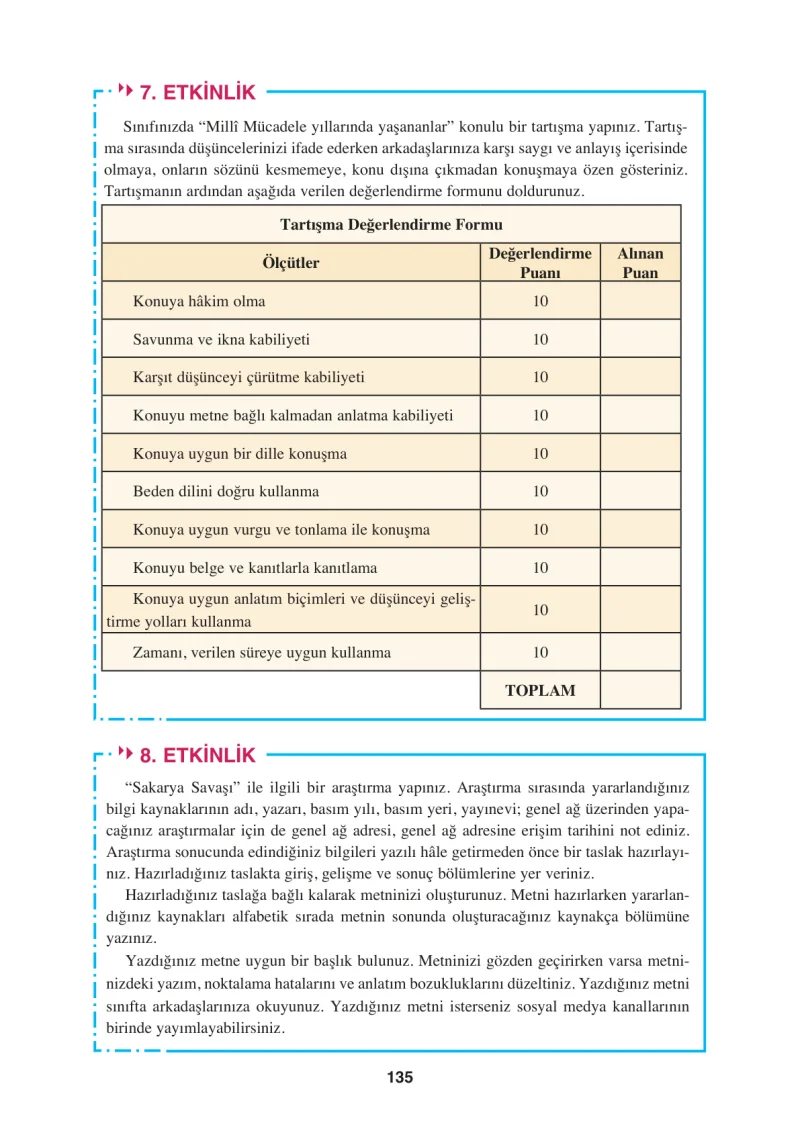 8. Sınıf Türkçe Ders Kitabı Cevapları Hecce Yayınları Sayfa 135