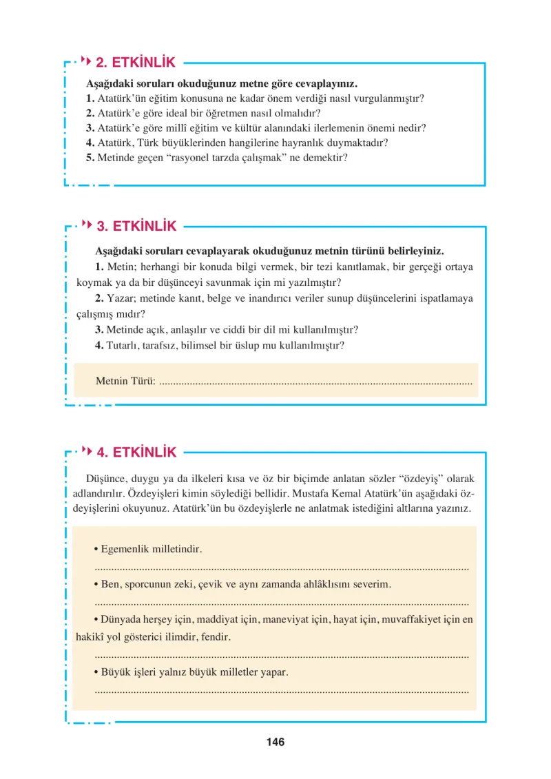 8. Sınıf Türkçe Ders Kitabı Cevapları Hecce Yayınları Sayfa 146