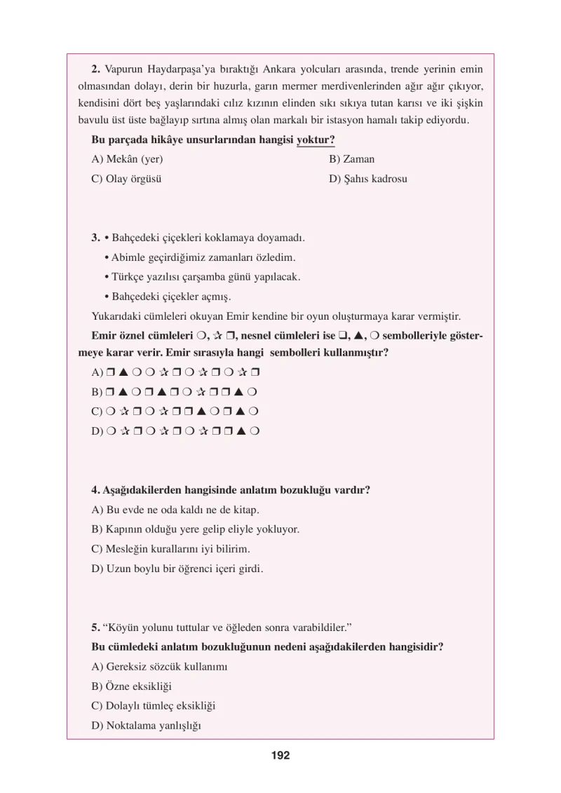 8. Sınıf Türkçe Ders Kitabı Cevapları Hecce Yayınları Sayfa 192