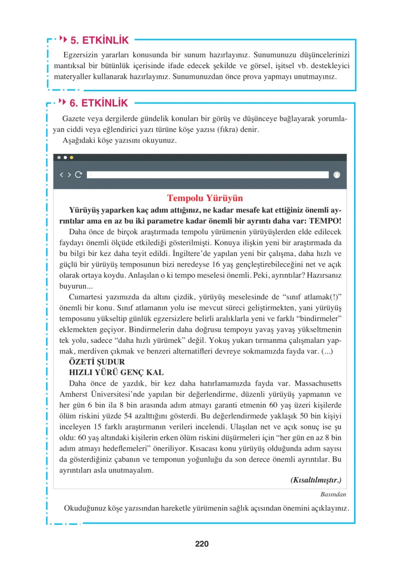 8. Sınıf Türkçe Ders Kitabı Cevapları Hecce Yayınları Sayfa 220