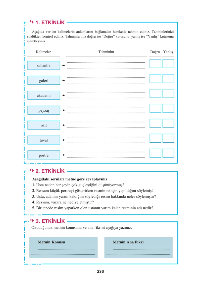 8. Sınıf Türkçe Ders Kitabı Cevapları Hecce Yayınları Sayfa 236