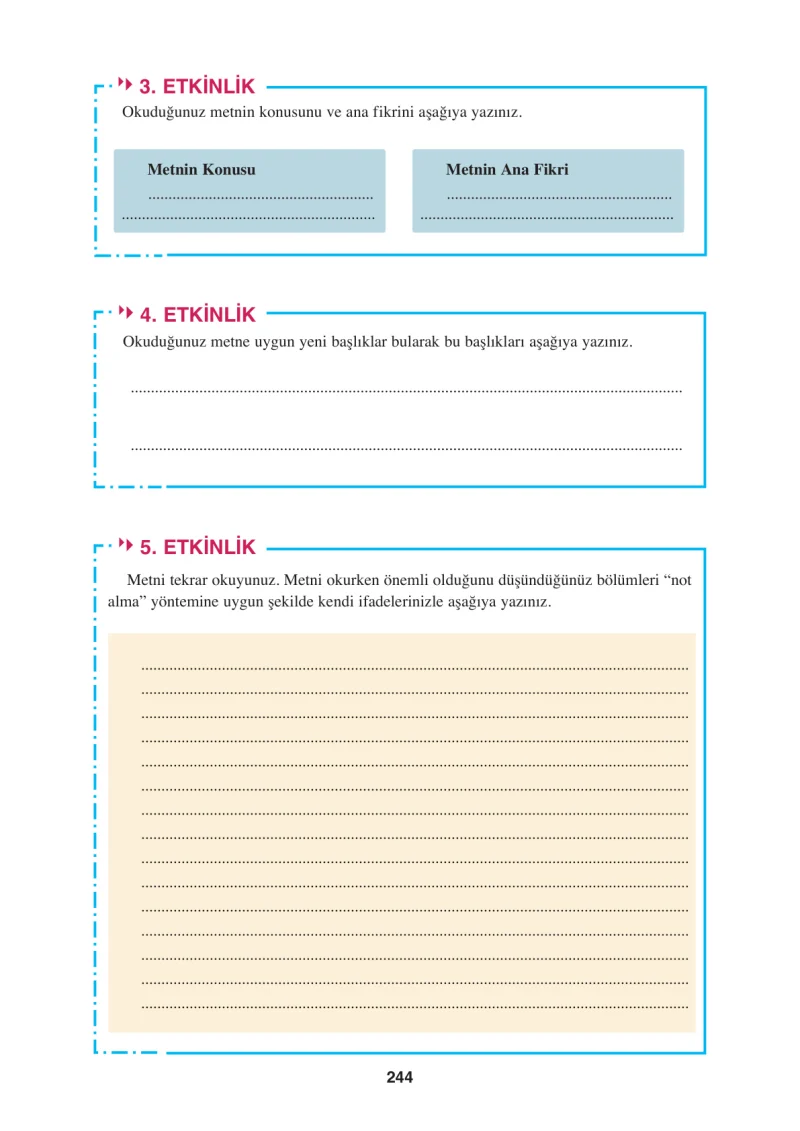 8. Sınıf Türkçe Ders Kitabı Cevapları Hecce Yayınları Sayfa 244