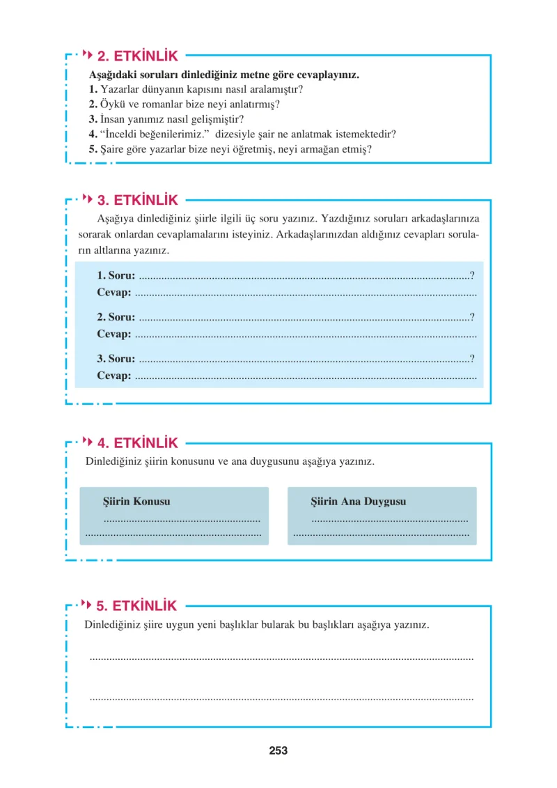 8. Sınıf Türkçe Ders Kitabı Cevapları Hecce Yayınları Sayfa 253