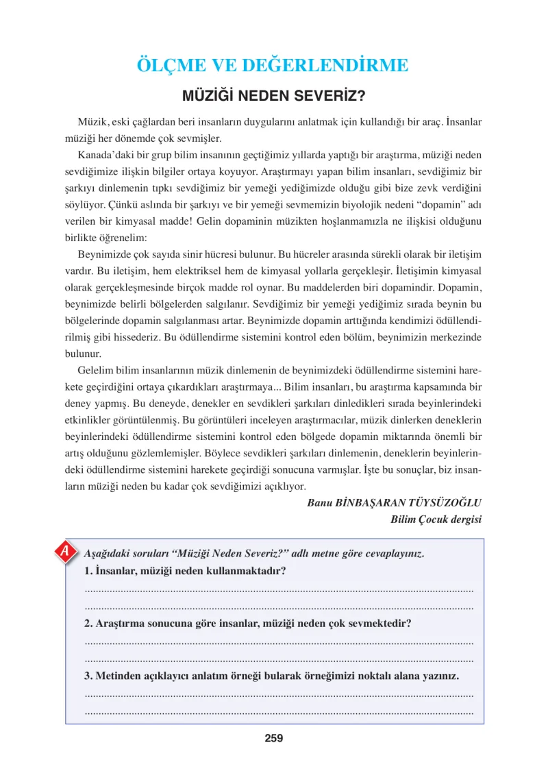 8. Sınıf Türkçe Ders Kitabı Cevapları Hecce Yayınları Sayfa 259